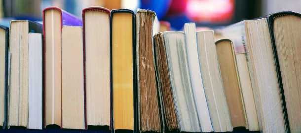 rows of books on their side